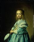 Famous Blue Paintings - Portrait of a Girl Dressed in Blue